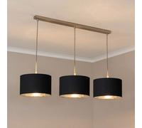 Valuelights Reni Black & Chrome Drum Shade 3 Drop Bar Chrome Diner Ceiling Light And Bulbs