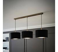 Valuelights Reni Black & Chrome Drum Shade 3 Drop Bar Chrome Diner Ceiling Pendant Light