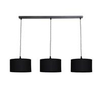 ValueLights | Reni Black Fabric Drum Shade 3 Drop Bar Black Diner Ceiling Light and Bulbs | Shades, Home Décor & Improvement Essential | Light Bulb Included | Includes Full Wired Fitting