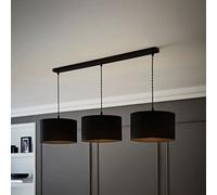 Reni Fabric Drum Shade 3 Drop Bar Matte Black Diner Ceiling Pendant Light ValueLights Black One Size