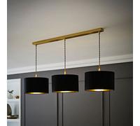 ValueLights Reni Metallic Drum Shade 3 Drop Bar Gold Diner Ceiling Pendant Light in Black ValueLights Black