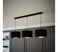 Reni Metallic Drum Shade 3 Drop Bar Black Diner Ceiling Pendant Light ValueLights Gold One Size
