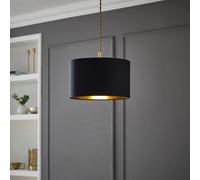 Valuelights Reni Black & Gold Inner Drum Ceiling Lamp Shade (D)25Cm
