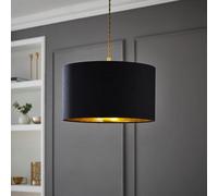 Valuelights Reni Black & Gold Inner Drum Ceiling Lamp Shade (D)35Cm
