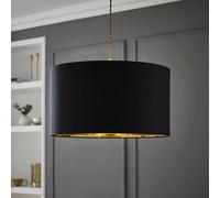 ValueLights Reni Black with Metallic Gold Inner Easy Fit Drum Ceiling Lamp Shade | Size: Large ValueLights Black Large