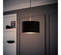 Valuelights Reni Black & Silver Inner Drum Ceiling Lamp Shade And Bulb (D)25Cm