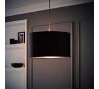 ValueLights | Reni Medium Pendant Shade Black & Chrome Inner with Warm White Bulb | Shades, Home Décor & Improvement Essential | Light Bulb Included | 350mm Shade Width