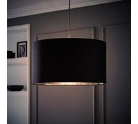 Valuelights Reni Black & Silver Inner Drum Ceiling Lamp Shade And Bulb (D)45Cm