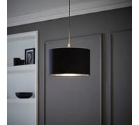 Valuelights Reni Black & Silver Inner Drum Ceiling Lamp Shade (D)25Cm