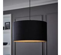 ValueLights Reni Black Velvet Large Drum Ceiling Lamp Shade 45cm - Size: 25 x 45 x 45cm - Wilko