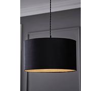 Valuelights Reni Black Velvet Easy Fit Drum Ceiling Lamp Shade Black Large