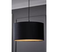 ValueLights Reni Black Velvet Easy Fit Drum Ceiling Lamp Shade | Size: Medium ValueLights Black Medium