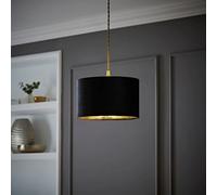 ValueLights | Reni Small Pendant Shade with Black Velvet & Gold Inner | Shades, Home Décor & Improvement Essential | 250mm Shade Width