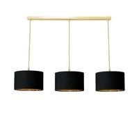 ValueLights | Reni Black Velvet & Gold Shade 3 Drop Bar Gold Diner Ceiling Light and LED Bulbs | Shades, Home Décor & Improvement Essential | Included LED Bulb | Includes Full Wired Fitting