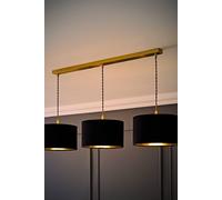 ValueLights Reni Black Velvet & Gold Shade 3 Drop Bar Gold Diner Ceiling Light with Bulbs ValueLights Black
