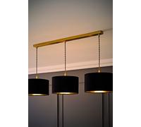 ValueLights | Reni Black Velvet & Gold Shade 3 Drop Bar Gold Diner Ceiling Light and LED Bulbs | Shades, Home Décor & Improvement Essential | Included LED Bulb | Includes Full Wired Fitting