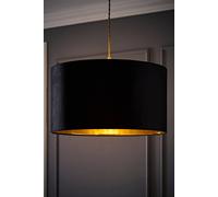 ValueLights | Reni Large Pendant Shade Black Velvet & Gold Inner with Warm White Bulb | Shades, Home Décor & Improvement Essential | Light Bulb Included | 450mm Shade Width