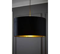 Valuelights Reni Black Velvet & Gold Inner Drum Ceiling Lamp Shade (D)45Cm