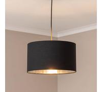 Reni Black with Metallic Chrome Silver Inner Pendant Ceiling Lamp Shade and Bulb ValueLights Black 6 inches