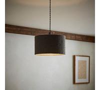 MiniSun | Small Modern Charcoal Grey Boucle Drum Light Shade | Lamp Shades, Home Décor & Improvement Essential | 25cm Shade Width