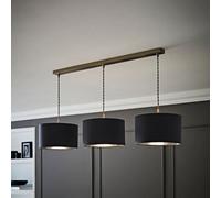 Reni Metallic Drum Shade 3 Drop Bar Chrome Diner Ceiling Pendant Light ValueLights Charcoal One Size