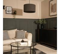 Valuelights Reni Charcoal Grey Boucle Easy Fit Drum Ceiling Lamp Shade Charcoal Small