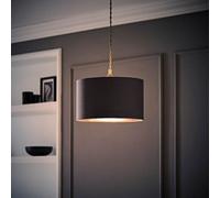 ValueLights | Reni Small Pendant Shade Charcoal & Chrome Inner with Warm White Bulb | Shades, Home Décor & Improvement Essential | Light Bulb Included | 250mm Shade Width