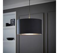 Valuelights Reni Charcoal & Silver Inner Drum Ceiling Lamp Shade (D)35Cm