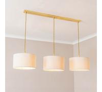Reni Cream Boucle Drum Shade 3 Drop Bar Gold Diner Ceiling Light with LED Bulbs ValueLights Cream One Size