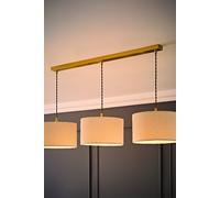 Reni Cream Boucle Drum Shade 3 Drop Bar Gold Diner Ceiling Light with LED Bulbs ValueLights Cream One Size