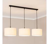 Reni Cream Boucle Shade 3 Drop Bar Black Diner Ceiling Pendant Light ValueLights Cream One Size