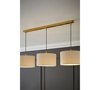 Reni Cream Boucle Shade 3 Drop Bar Gold Diner Ceiling Pendant Light ValueLights Cream One Size