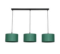 ValueLights | Reni Dark Green Drum Shade 3 Drop Bar Matte Black Diner Ceiling Light with Bulbs | Shades, Home Décor & Improvement Essential | Light Bulb Included | Includes Full Wired Fitting