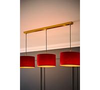 ValueLights Reni Drum Shade 3 Drop Bar Brushed Gold Diner Ceiling Pendant Light with Bulbs in Burnt Orange ValueLights Burnt Orange