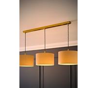 ValueLights | Reni Natural Drum Shade 3 Drop Bar Gold Diner Ceiling Pendant Light with Bulbs | Shades, Home Décor & Improvement Essential | Light Bulb Included