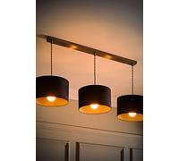 Reni Drum Shade 3 Drop Bar Chrome Diner Ceiling Pendant Light and Bulbs ValueLights Charcoal One Size