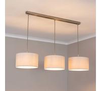 Reni Drum Shade 3 Drop Bar Chrome Diner Ceiling Pendant Light and Bulbs ValueLights Grey One Size