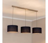 Reni Drum Shade 3 Drop Bar Chrome Diner Ceiling Pendant Light and Bulbs ValueLights Navy One Size