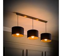 Reni Drum Shade 3 Drop Bar Chrome Diner Ceiling Pendant Light and Bulbs ValueLights Charcoal One Size