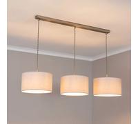 ValueLights Reni Drum Shade 3 Drop Bar Chrome Diner Ceiling Pendant Light & Bulbs in Grey ValueLights Grey