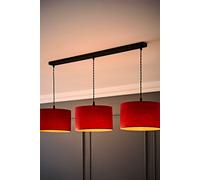 Reni Drum Shade 3 Drop Bar Matte Black Diner Ceiling Pendant Light and LED Bulbs ValueLights Burnt Orange One Size