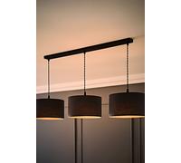 Reni Drum Shade 3 Drop Bar Matte Black Diner Ceiling Pendant Light and LED Bulbs ValueLights Charcoal One Size