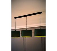 Reni Drum Shade 3 Drop Bar Matte Black Diner Ceiling Pendant Light and LED Bulbs ValueLights Bottle Green One Size