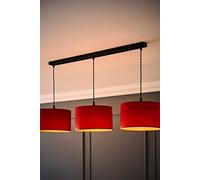 ValueLights Reni Drum Shade 3 Drop Bar Matte Black Diner Ceiling Pendant Light & LED Bulbs in Burnt Orange ValueLights Burnt Orange