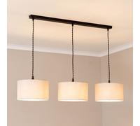 Reni Drum Shade 3 Drop Bar Matte Black Diner Ceiling Pendant Light and LED Bulbs ValueLights Grey One Size