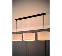 ValueLights Reni Drum Shade 3 Drop Bar Matte Black Diner Ceiling Pendant Light & LED Bulbs in White ValueLights White