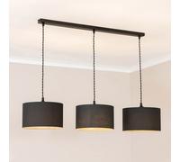 Reni Drum Shade 3 Drop Bar Matte Black Diner Ceiling Pendant Light and LED Bulbs ValueLights Black One Size