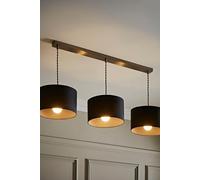 Reni Fabric Drum Shade 3 Drop Bar Chrome Diner Ceiling Pendant Light ValueLights Charcoal One Size