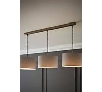 Reni Fabric Drum Shade 3 Drop Bar Chrome Diner Ceiling Pendant Light ValueLights Grey One Size