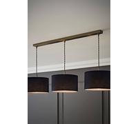 Reni Fabric Drum Shade 3 Drop Bar Chrome Diner Ceiling Pendant Light ValueLights Navy One Size